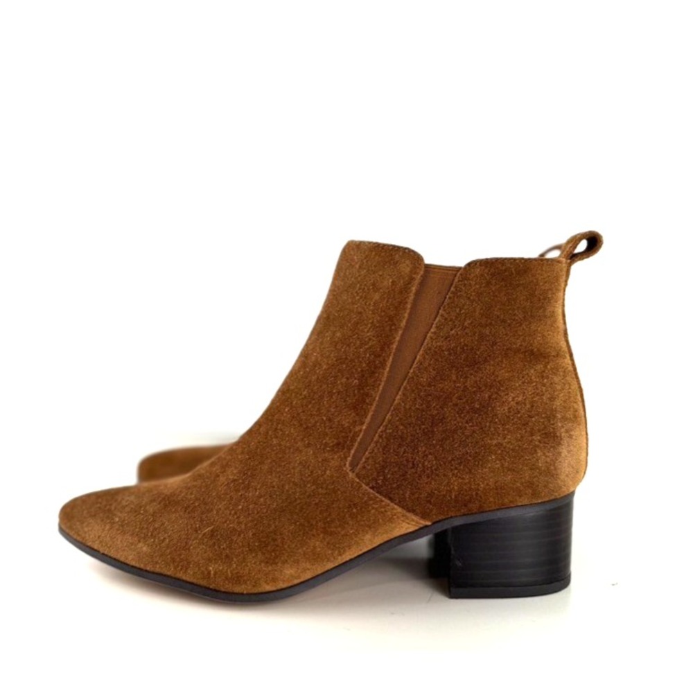 Franco Sarto Paivley‎ Ankle Boots Womens 7.5 M Brown Suede Side Zip Booties